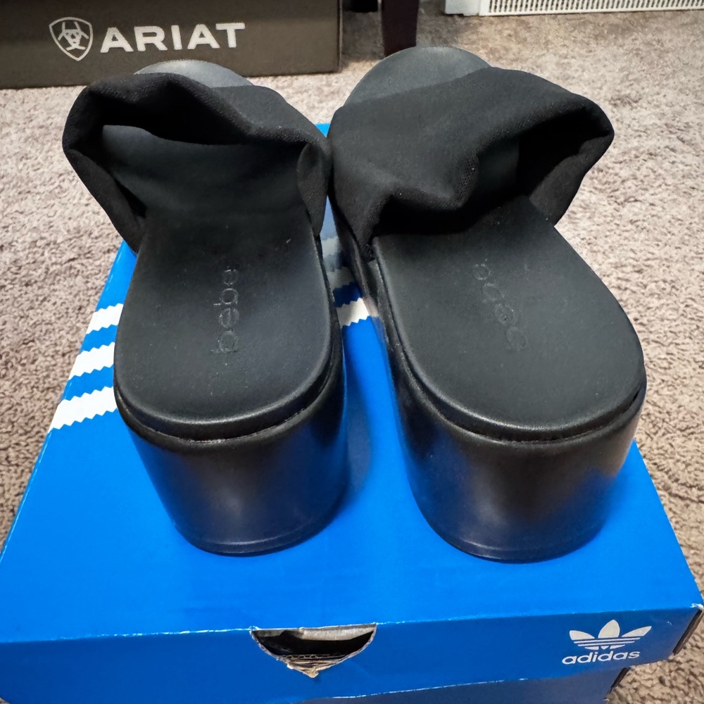 bebe Black Platform Slide Sandals - Picture 4 of 5